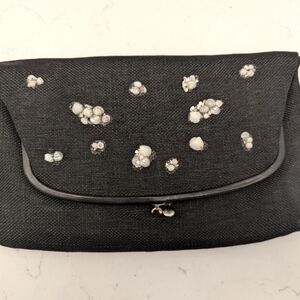 Coblentz Original vintage denim clutch with mini seashells embellished on flap